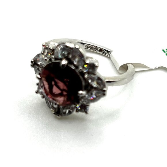 Ring Bomb Party Ring size 8 NWOT purple gestone CZ accent stones silver color ba - Picture 6 of 6